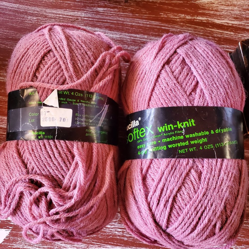 Bucilla Softex Win-knit Dupont Orlon Vintage Yarn Color 87 Mauve - Bundle